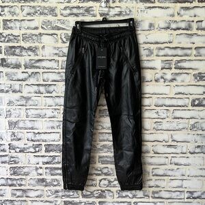 David Lerner NY Vegan Leather Track Pants